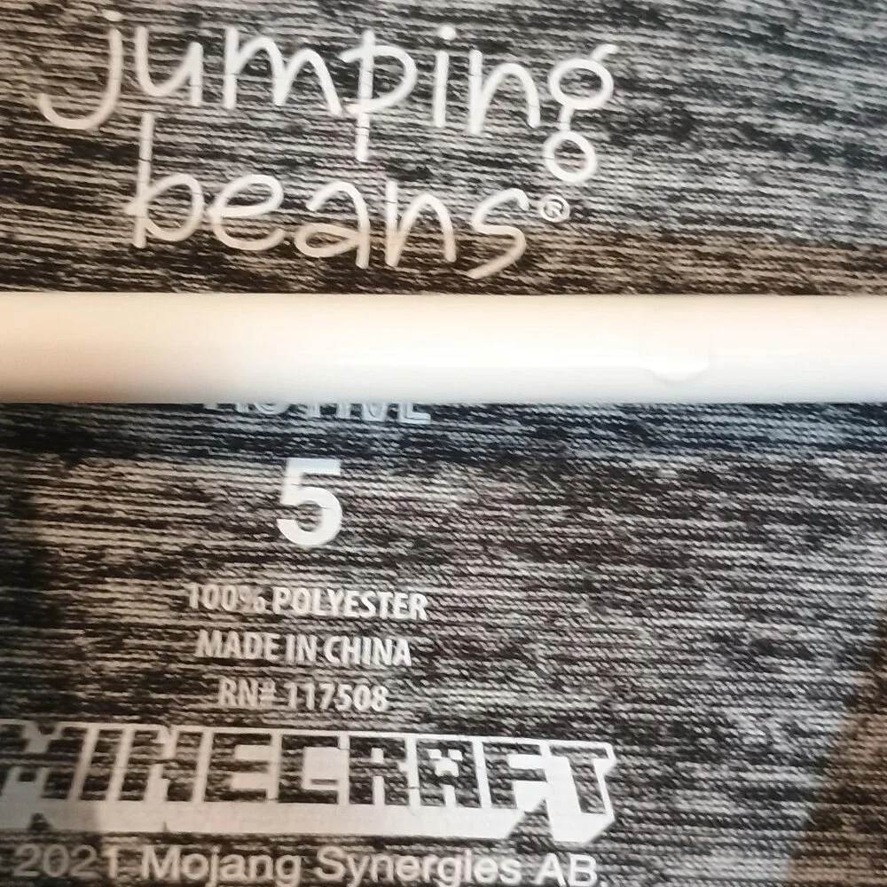 Jumping Beans/LS Shirt/Kids 5/Grey Heather/Minecraft Green Stitch